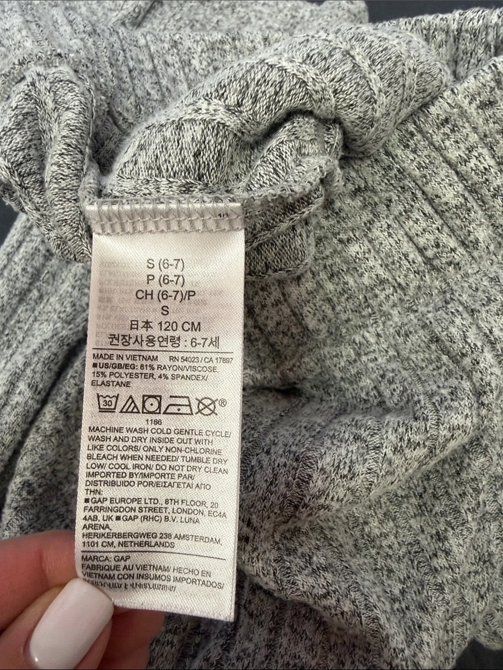 GAP girls Softspun Wide-Leg Rib Pants Heather Gray small (6-7)